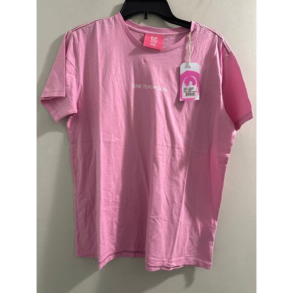 🔴One Teaspoon Women's Candy Pink Logo Organic Cotton Crew‎ Tee size Small - Picture 2 of 7